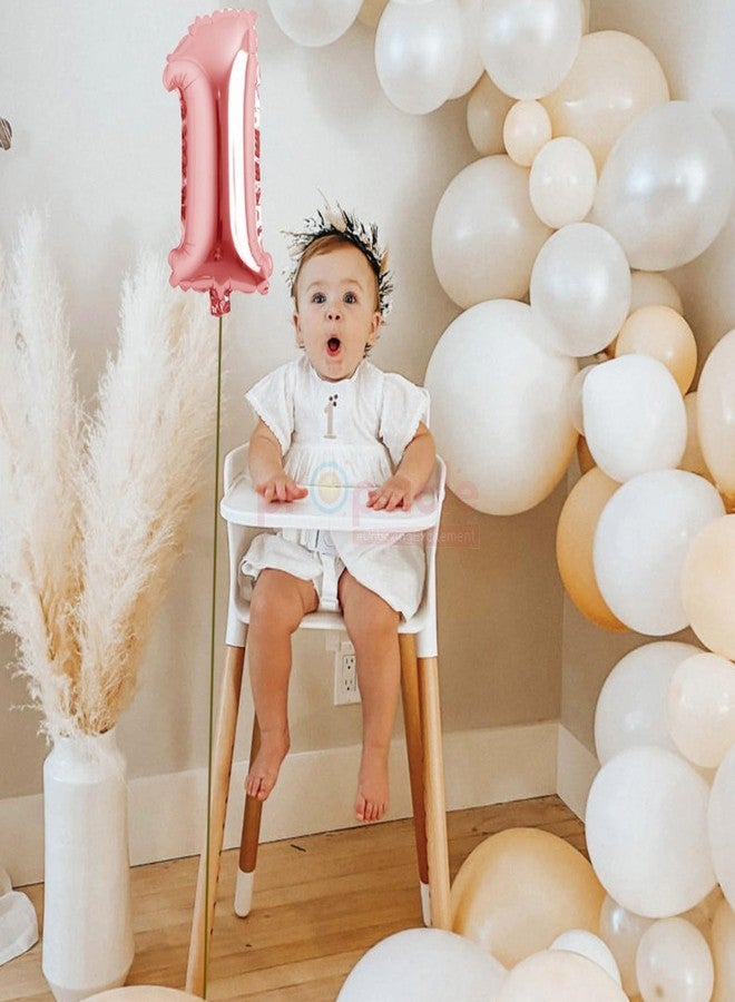 بروبسيكل بالون بروبسيكل رقم 1 من رقائق الألومنيوم مقاس 16 بوصة - بالون ذهبي وردي مزين برقم واحد لتزيين عيد الميلاد الأول، والذكرى السنوية، والمناسبات الهامة - بالون رقم واحد لطاولة الكيك والصور - Image 4